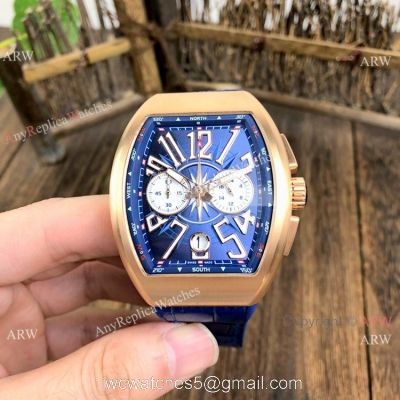 Fake Franck Muller Yachting Chronograph Men Watch Rose Gold and Blue watches