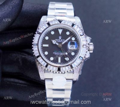 Swiss Grade Replica Rolex GMT Master ii GMT Rainbow Diamond Bezel Men Watches watches