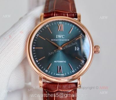 High Quality IWC Portofino Rose Gold Blue Dial Automatic Replica Watch watches