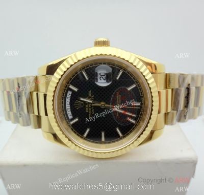 High Quality Rolex Day Date 40mm Black Textured Dial All Gold Watch watches