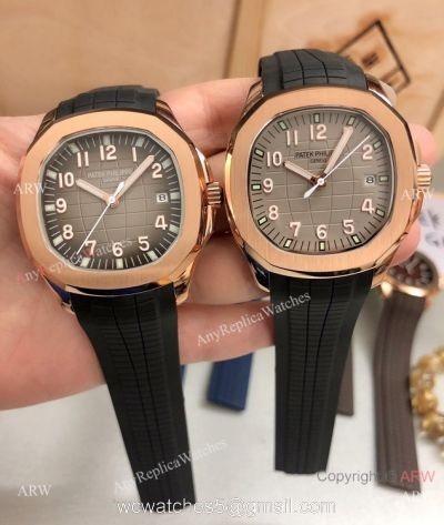 Copy Patek Philippe Geneve Aquanaut Rose Gold Gray Watches 40mm watches