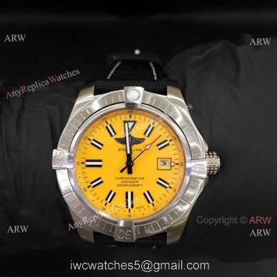 Breitling Avenger II Seawolf Watch Stianless Steel and Yellow Face watches