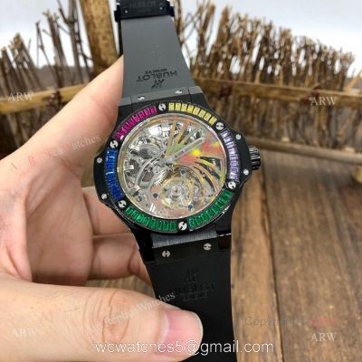 1:1 Swiss Replica Hublot Tourbillon Skeleton Big Bang Black Rainbow Watch watches