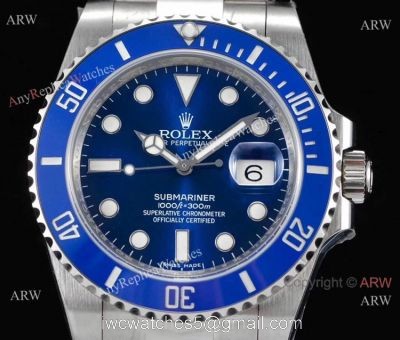 NOOB Factory V8 Version Swiss 3135 Rolex Submariner Smurf Blue Ceramic Replica Watch watches