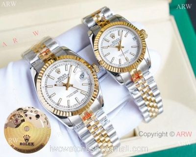 Replica Rolex Datejust Two Tone Lover Watches Siver Dial watches