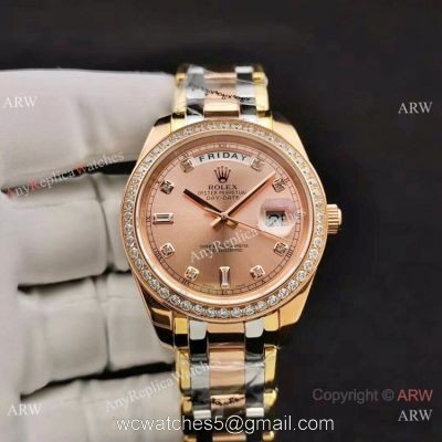 Copy Rolex DayDate Special Edition Men Watch Two Tone Rose Gold Diamond watches