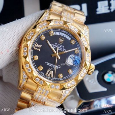 High Quality Rolex Day Date II Gold Iced Out Presidential Watches 41mm watches