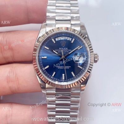 (EW)Swiss 3255 Rolex Day Date 36mm Watch Stainless Steel President Blue Dial watches