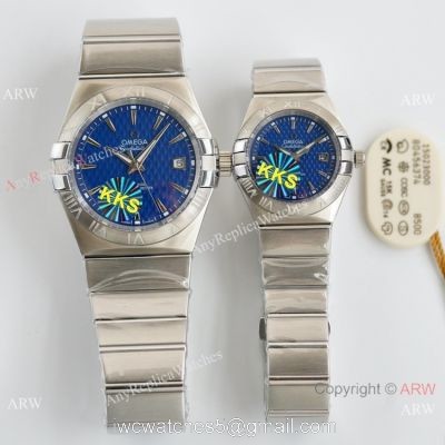 Swiss Quality Omega Double Eagle Couple Watch Blue Dial Stainless Steel 8215 Movement watches