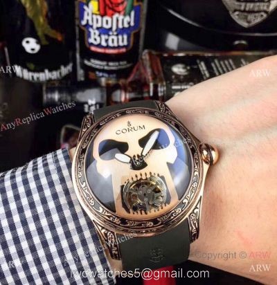 AAA Replica Corum Bubble Skull Watch Rose Gold &8216;Tattoo Rubber Strap watches