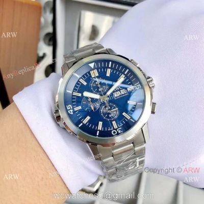 AAA Replica IWC Schaffhausen Aquatimer Ss Blue Dial Watches 43mm watches