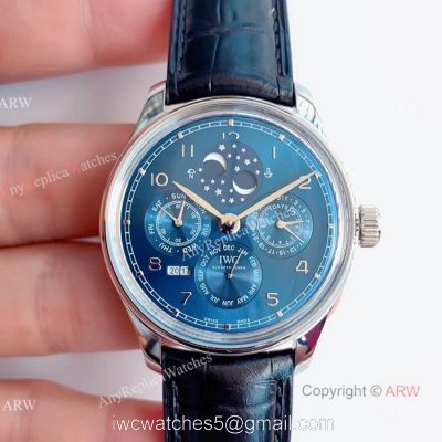V9 Factory Replica IWC Perpetual Calendar Chronograph Blue Dial Moonphase Watch watches