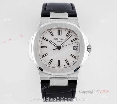 Swiss Replica Patek Philippe Nautilus Stainless Steel White Dial Watch Swiss 324 movement watches
