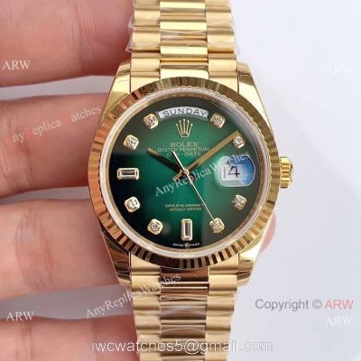 (EWF )Swiss Fake Rolex Presidential Day Date Green Dial Watch 3255 Movement watches