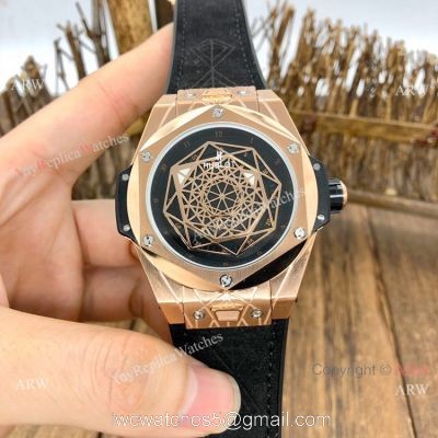 Top Quality Hublot Big Bang Sang Bleu II Watches Black Face Rose Gold watches