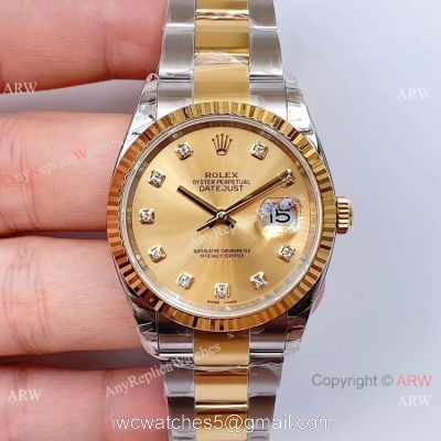 EWF Swiss Rolex Datejust Two Tone Diamond 36mm Watch EW Factory 3235 Movement watches