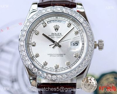NEW UPGRADED Clone Rolex Day Date ii 41mm Watches Brown Leather Strap watches