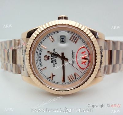 High Quality Rolex Day Date Rose Gold President White Dial Watch 40mm watches