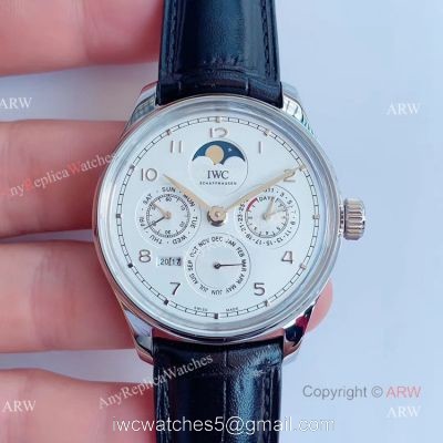 V9 Factory Replica IWC Portuguese Perpetual Calendar White Dial Moon Watch 41mm watches