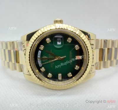 Replica Rolex Presidential Diamond Day-Date Green Dial Yellow Gold Watch 40mm watches