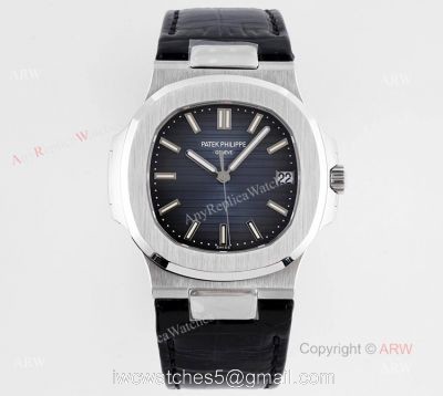 Swiss Replica Patek Philippe Nautilus Dark Blue Dial Silver Case Automatic Watch watches