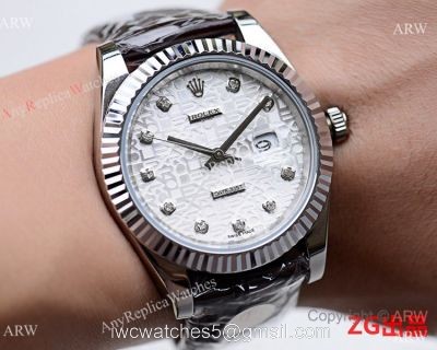 NEW UPGRADED Copy Rolex Datejust II Watch 41mm Diamond Markers Leather Strap watches