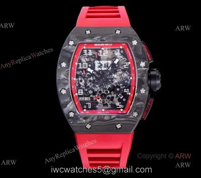KV Factory Swiss Replica Richard Mille RM 011 Red Rubber Strap Carbon Watch watches
