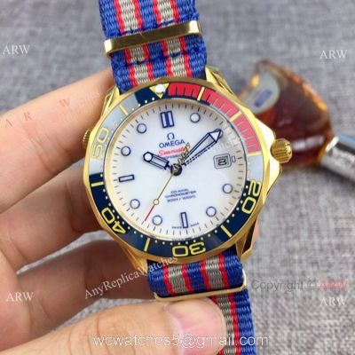 High quality Omega Commanders 007 James Bond Watch Blue Ceramic Bezel Nato Strap watches
