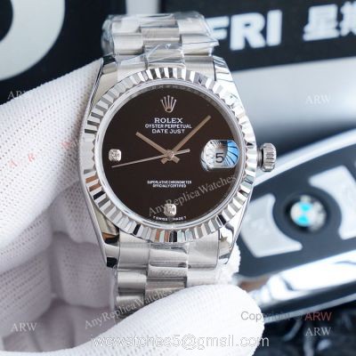 Swiss Copy Rolex Datejust 36 Black Face Mens Watch watches