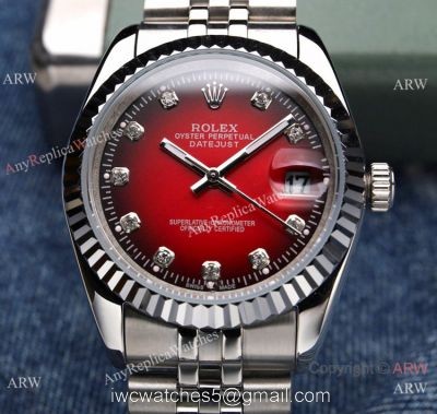 Clone Rolex Datejust Red Dial Stainless Steel Jubilee Watches watches