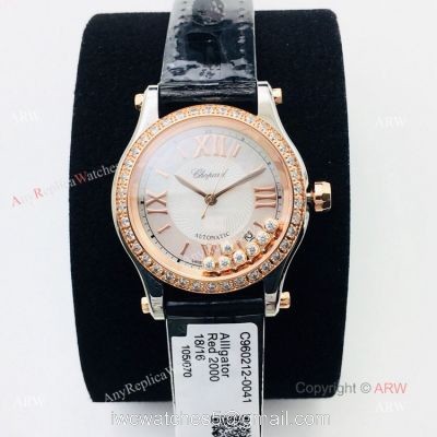 Swiss Replica Chopard Happy Sport 36mm Rose Gold Diamond Ladies Watch watches