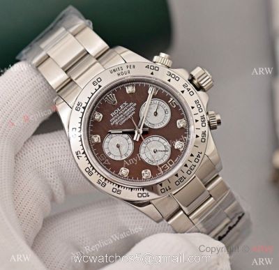 Copy Rolex Cosmograph Daytona Watch SS Brown Dial with Diamond watches