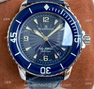 Best Copy Blancpain Fifty Fathoms Blue Bezel Silver Watch Citizen 8215 Movement watches