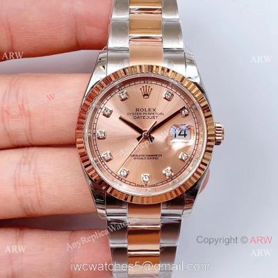 EWF Swiss 3235 Rolex Datejust 36 Watch Salmon Dial Rolex Everose Replica watches