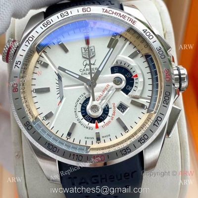 Copy Tag Heuer Grand Carrera Calibre 36 White Face Watch Rubber Strap watches