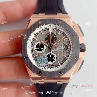 New JF Audemars Piguet Royal Oak Offshore Rose Gold Grey Dial Chronograph Replica Watch Ref 26416ro watches