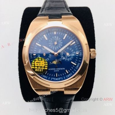 GB Factory Vacheron Constantin Overseas Perpetual Calendar Watch Blue Dial Leather Strap watches
