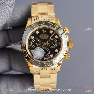 Swiss Quality Rolex Daytona 40mm Watch Black Ceramic Bezel Yellow Gold watches