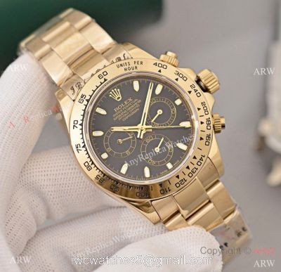 Copy Rolex Daytona Yellow Gold Black Face 40mm Watch High Quality watches