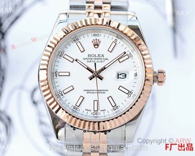 NEW UPGRADED Rolex Datejust II 41 Watch Replica Two Tone Rose Gold White Dial watches