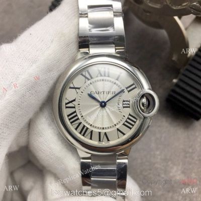 Replica Cartier Ballon Bleu De 33mm Ss Silver Dial Watch V6 Factory Swiss Quartz watches