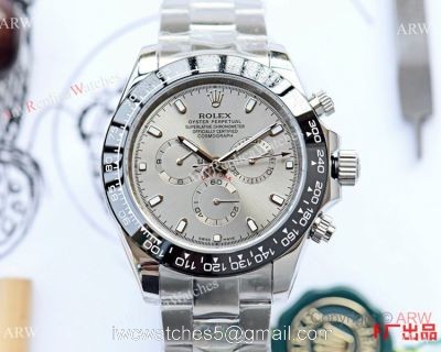 Best Copy Rolex Daytona SS Gray Dial Black Ceramic Mens Watch watches