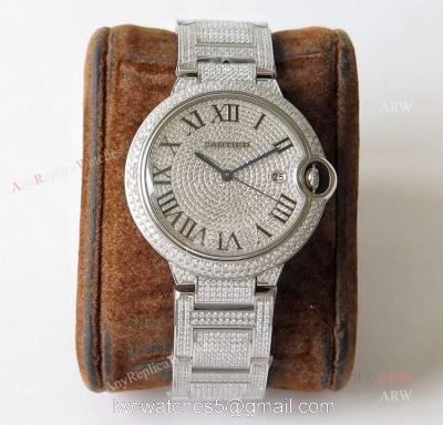 (TW) Fully Iced Out Cartier Ballon Bleu Diamond Watch Best Replica watches