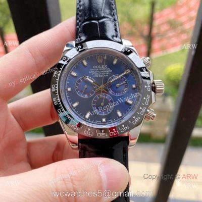 43mm Rolex Daytona Blue Dial Replica Watch Ceramic Bezel watches