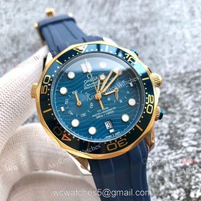 Replica Omega Seamaster 300m Watches Two Tone Blue Chronograph Omega Clone Watch watches