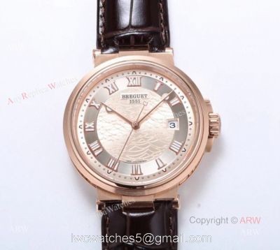 Best Copy Breguet Marine 5517 Rose Gold Brown Leather Strap Mens Watch watches