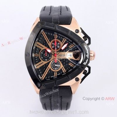 New Copy Lamborghini Spyder 9004 Chrono Watch Rose Gold Black Bezel watches
