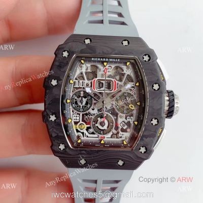 V2 NEW UPGRADED KV Factory Richard Mille RM011 Carbon Case Grey Rubber Band Mens Watch Best Replica watches