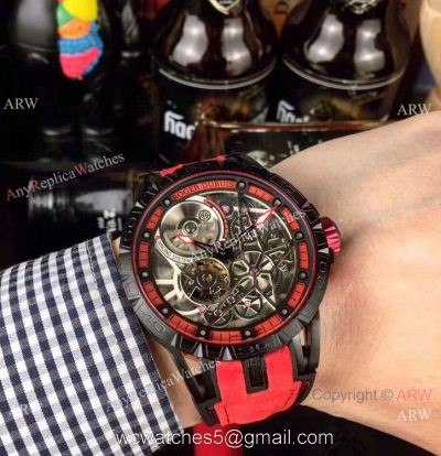 New Roger Dubuis Excalibur Spider Pirelli Watches Black DLC Case watches