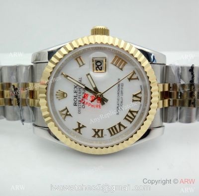 Copy 36mm Rolex Datejust Gold White Face Jubilee Band Watch watches